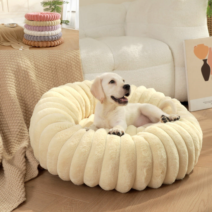 High Weight Plush Pet Bed Round Long Hair Warm Nest