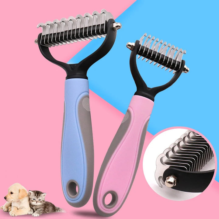 Double-Sided Pet Fur Knot Cutter Grooming and Shedding Brush