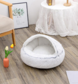 2-In-1 Round Plush Pet Bed Warm Soft Comfortable House