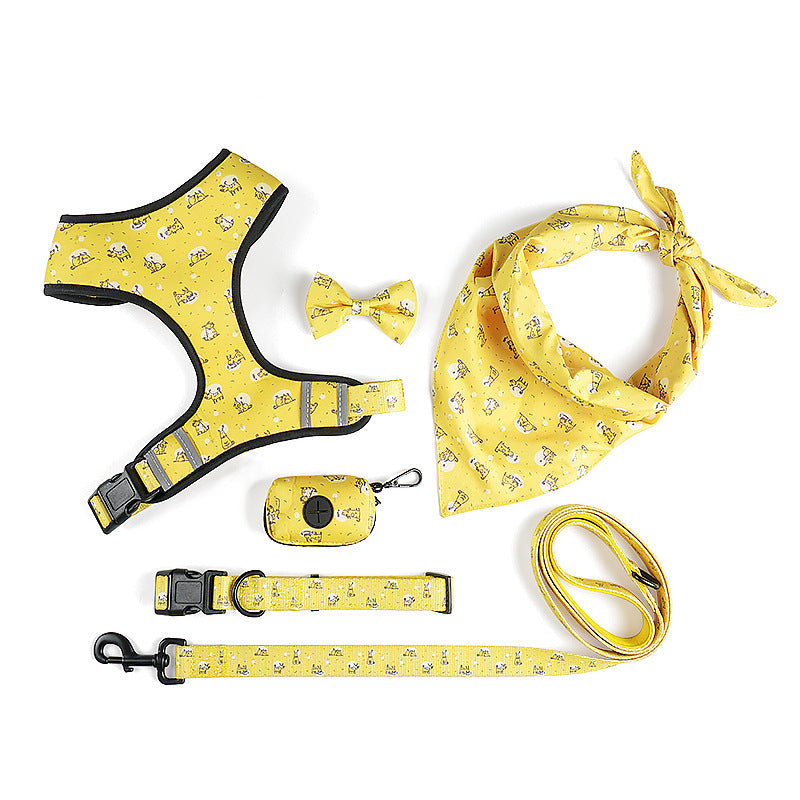 Pet Harness And Leash Set With Decorative Bow Design