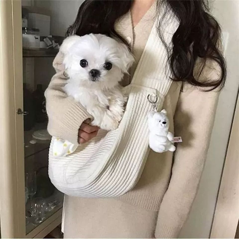 Handmade Canvas Pet Carrier Tote Breathable Single Shoulder Travel Bag