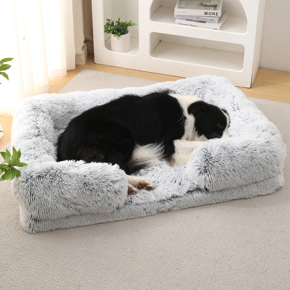 Plush Round Pet Bed Warm Comfortable Winter Sleeping Nest