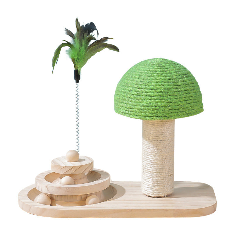 Durable Solid Wood Pet Toy Turntable With Sisal Ball