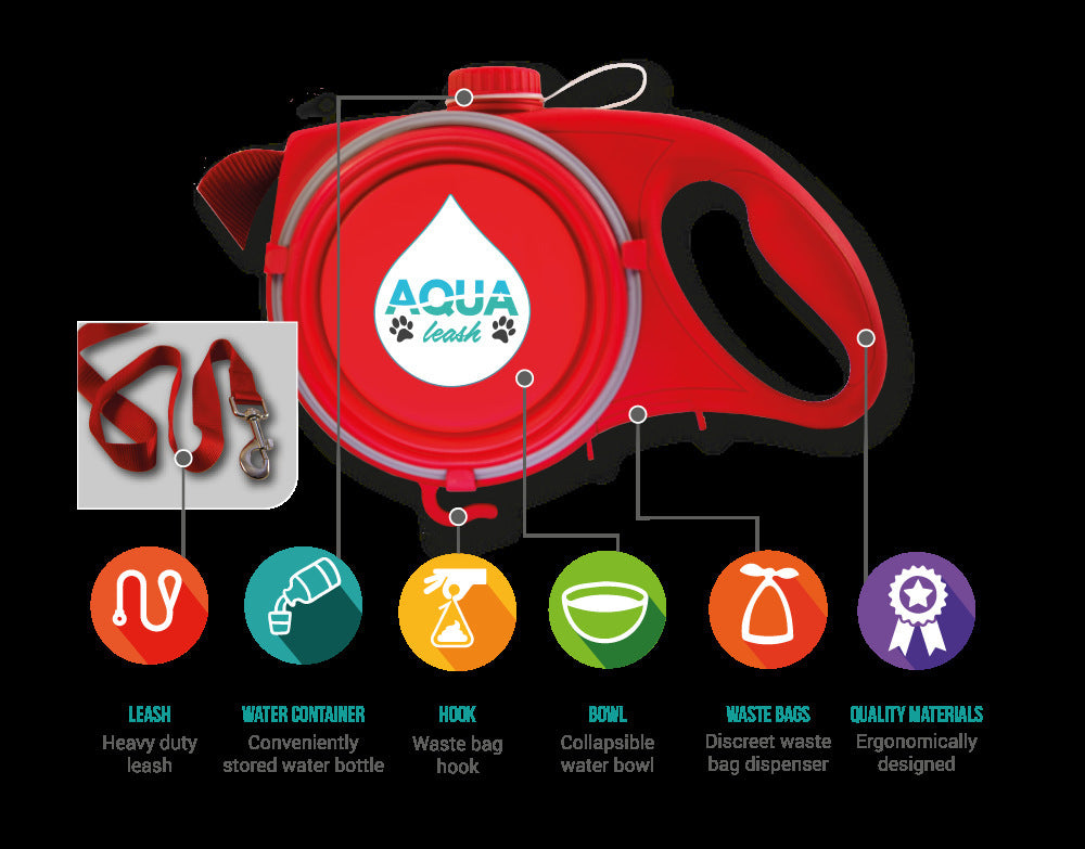 Multifunctional Pet Leash With Built In Water Bottle Portable Design