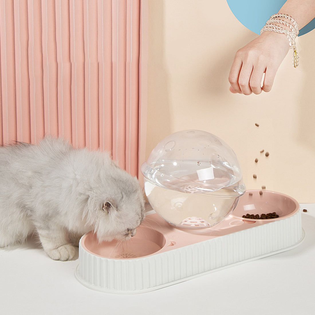 Automatic Plastic Pet Feeder And Water Bowl For Pets