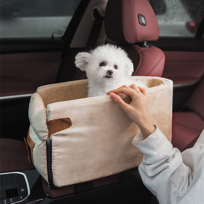 Car Safety Pet Travel Seat Bed Carrier Central Console Design