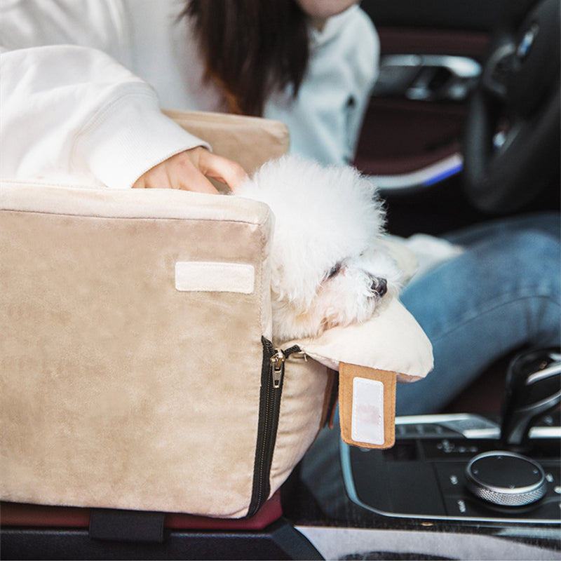 Car Safety Pet Travel Seat Bed Carrier Central Console Design