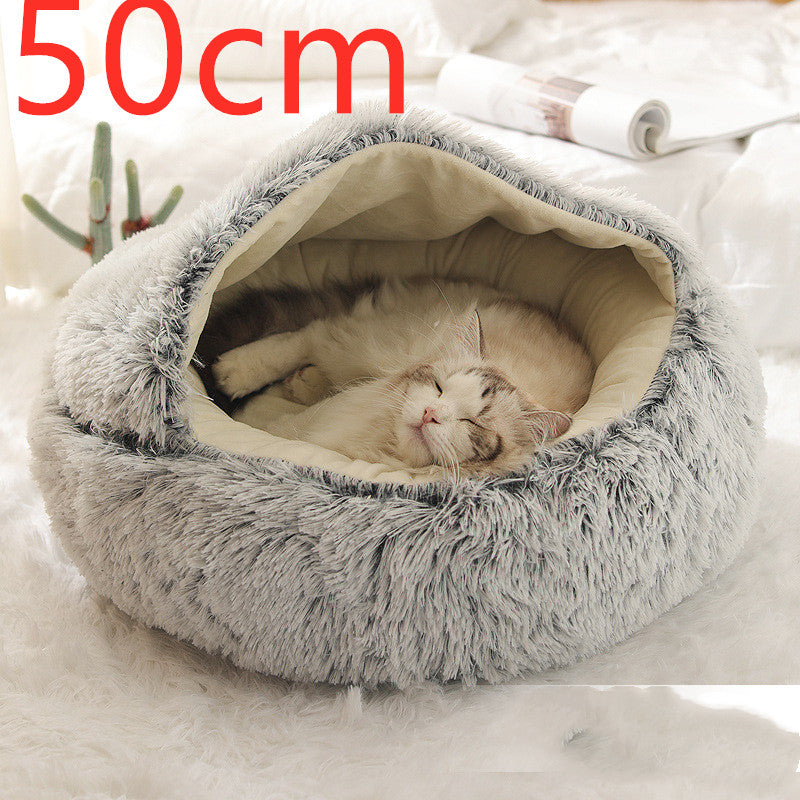 2-In-1 Round Plush Pet Bed Warm Soft Comfortable House