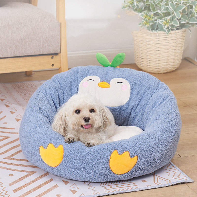 Penguin Style Pet Nest Enclosed Design Soft Warm Spacious Bed