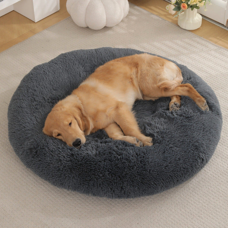 Round Plush Pet Bed Warm Comfortable Sleep Mat