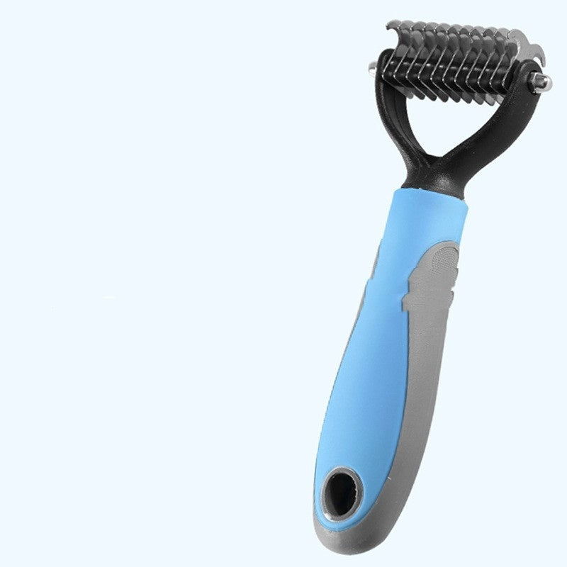 Double-Sided Pet Fur Knot Cutter Grooming and Shedding Brush