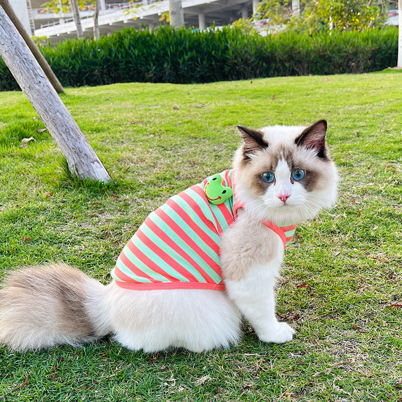 Striped Pet Vest Clothing Lightweight Comfortable Everyday Wear