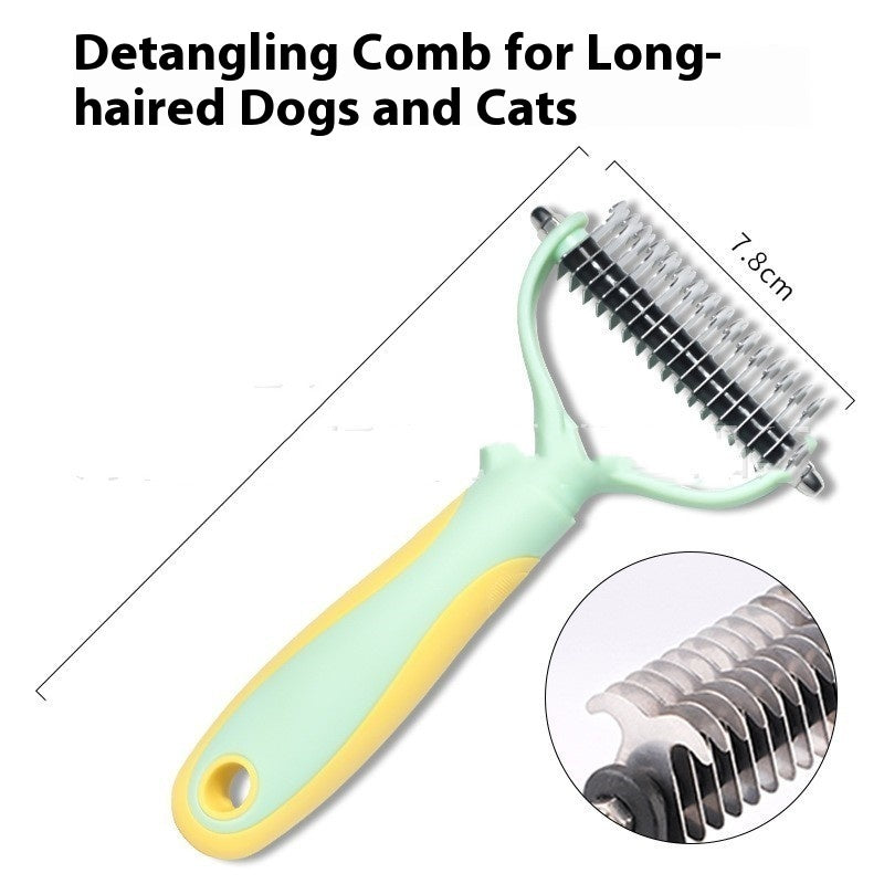 Double-Sided Pet Fur Knot Cutter Grooming and Shedding Brush