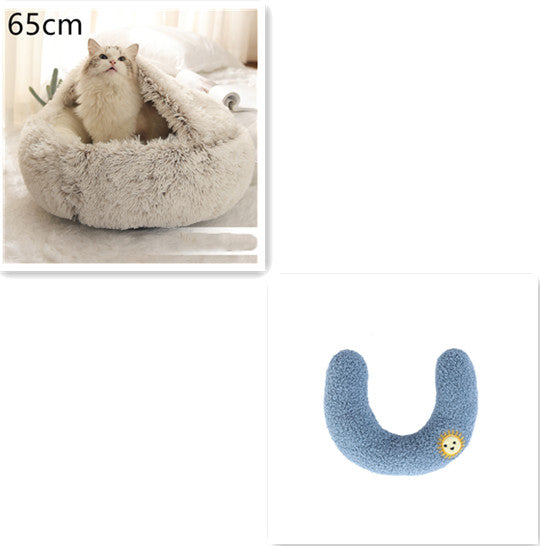 2-In-1 Round Plush Pet Bed Warm Soft Comfortable House