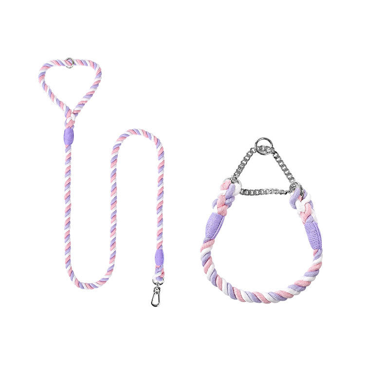 Woven Cotton Pet Leash And Collar Matching Set