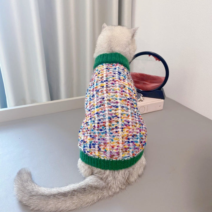 Color Block Pet Cardigan Sweater Stylish Comfortable Clothing