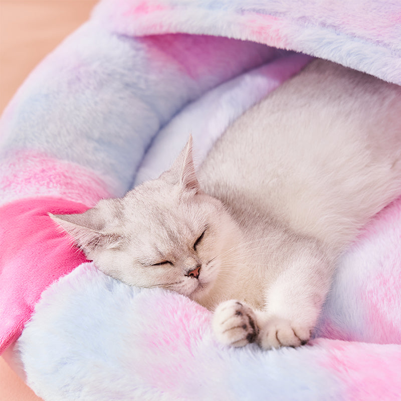 Enclosed Pet Bed For Warm Comfortable Winter Sleep