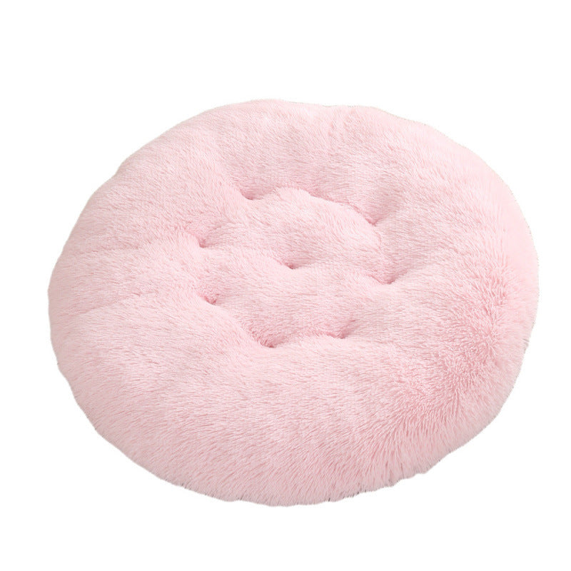 Round Plush Pet Bed Warm Comfortable Sleep Mat