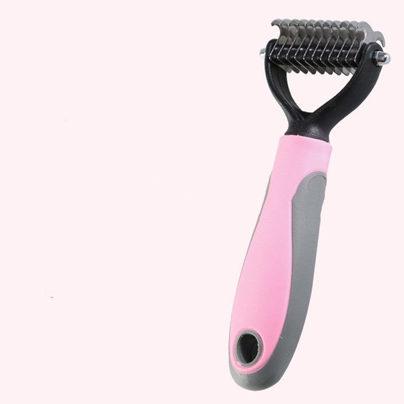 Double-Sided Pet Fur Knot Cutter Grooming and Shedding Brush
