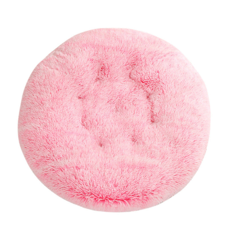 Round Plush Pet Bed Warm Comfortable Sleep Mat