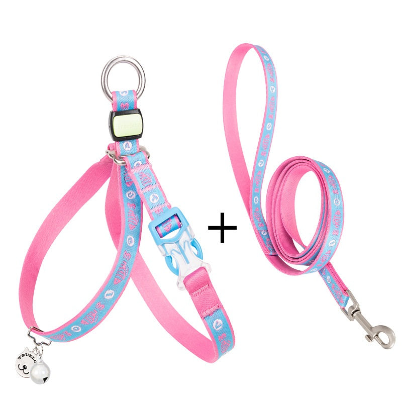 Pet Harness Vest With Bell Chest Strap And Leash