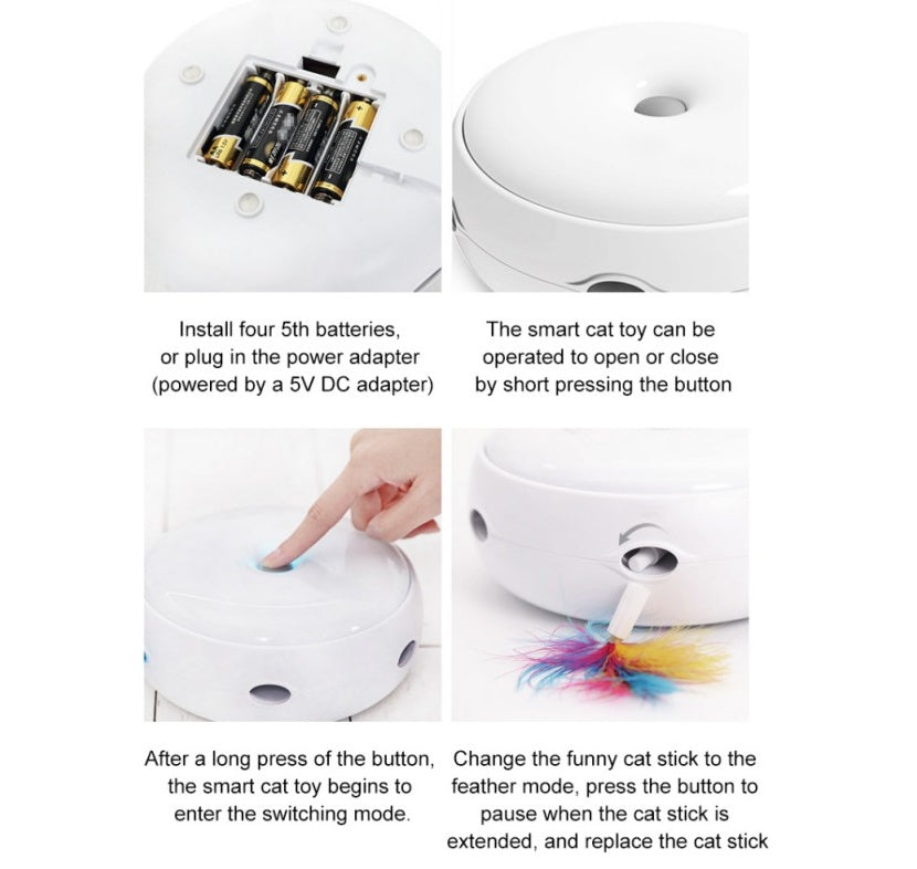 Smart Electric Pet Toy Stick Donut Automatic Turntable