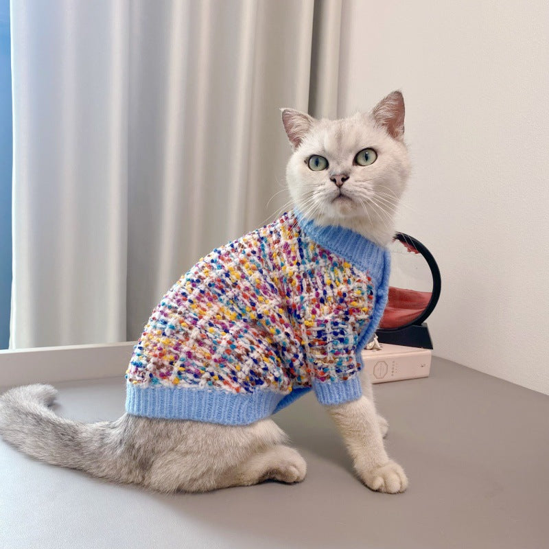 Color Block Pet Cardigan Sweater Stylish Comfortable Clothing