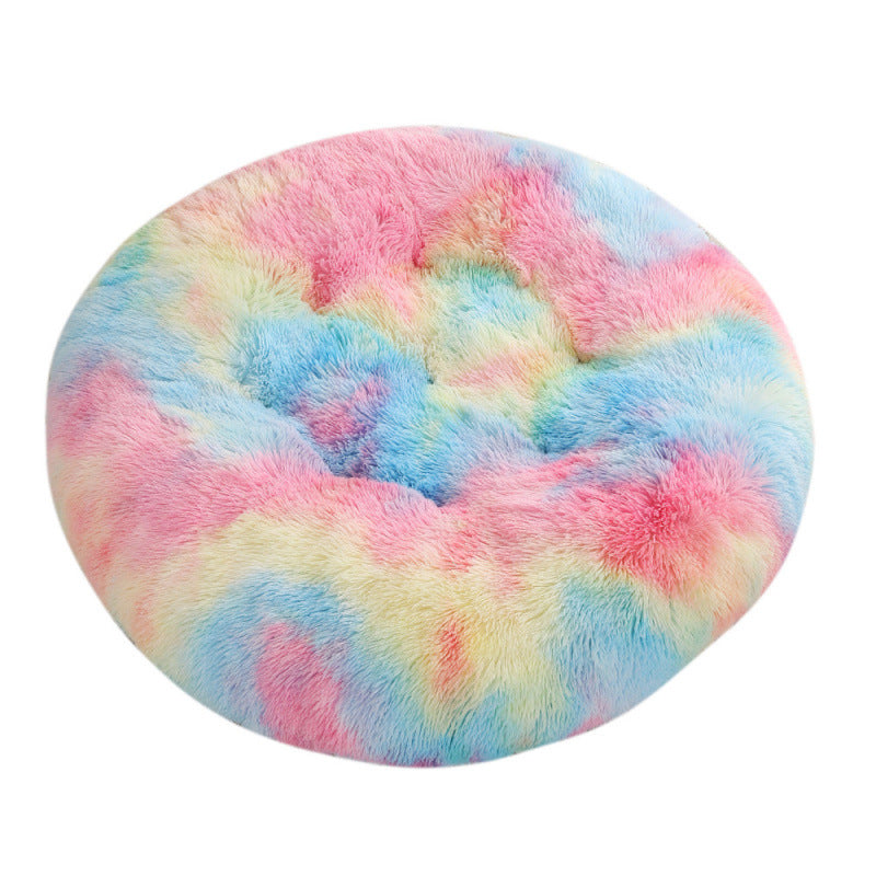 Round Plush Pet Bed Warm Comfortable Sleep Mat