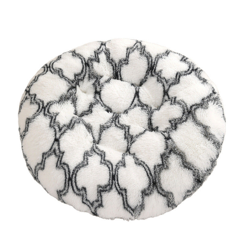 Round Plush Pet Bed Warm Comfortable Sleep Mat