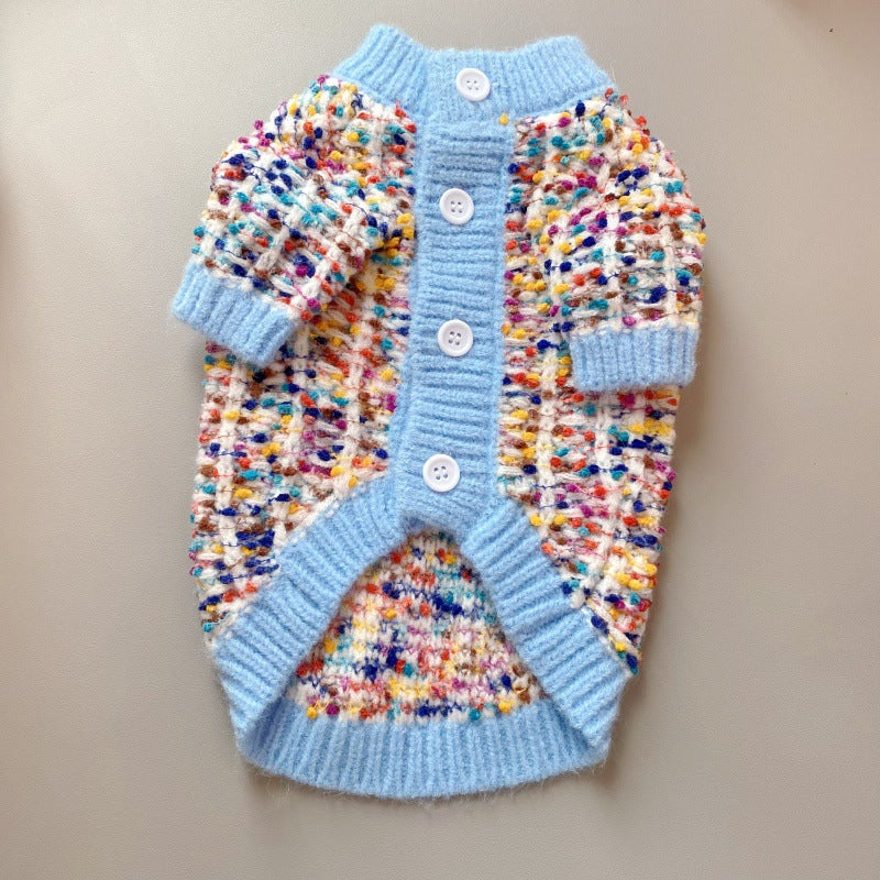 Color Block Pet Cardigan Sweater Stylish Comfortable Clothing