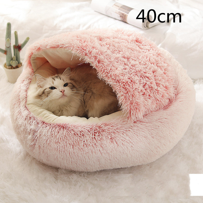 2-In-1 Round Plush Pet Bed Warm Soft Comfortable House