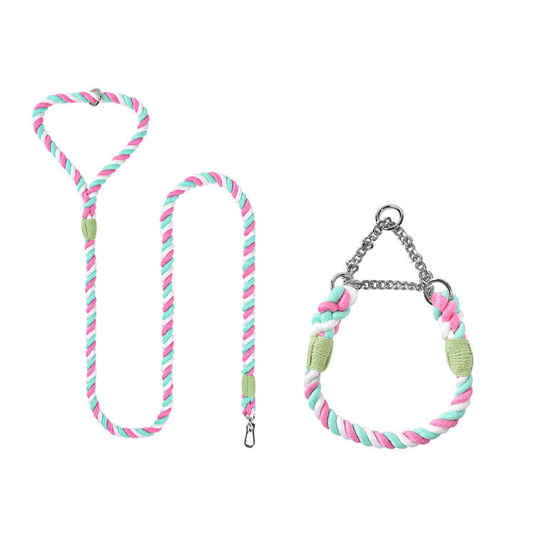 Woven Cotton Pet Leash And Collar Matching Set