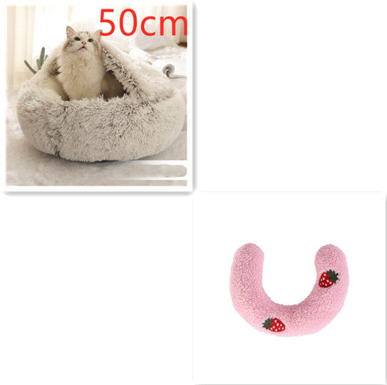 2-In-1 Round Plush Pet Bed Warm Soft Comfortable House