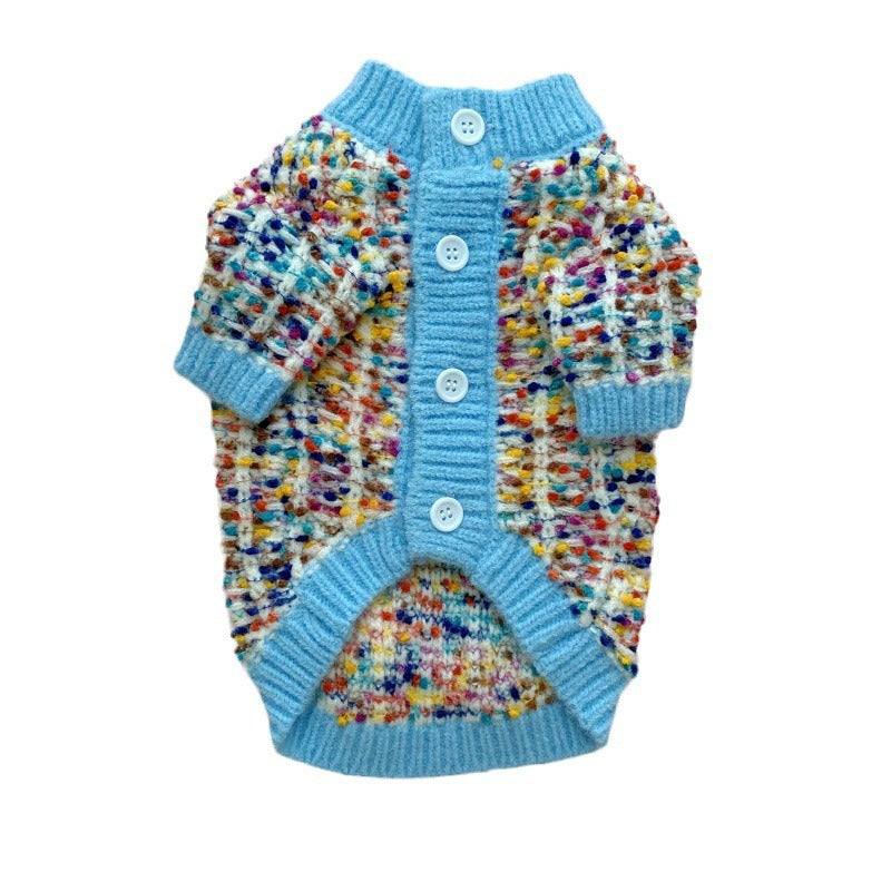 Color Block Pet Cardigan Sweater Stylish Comfortable Clothing