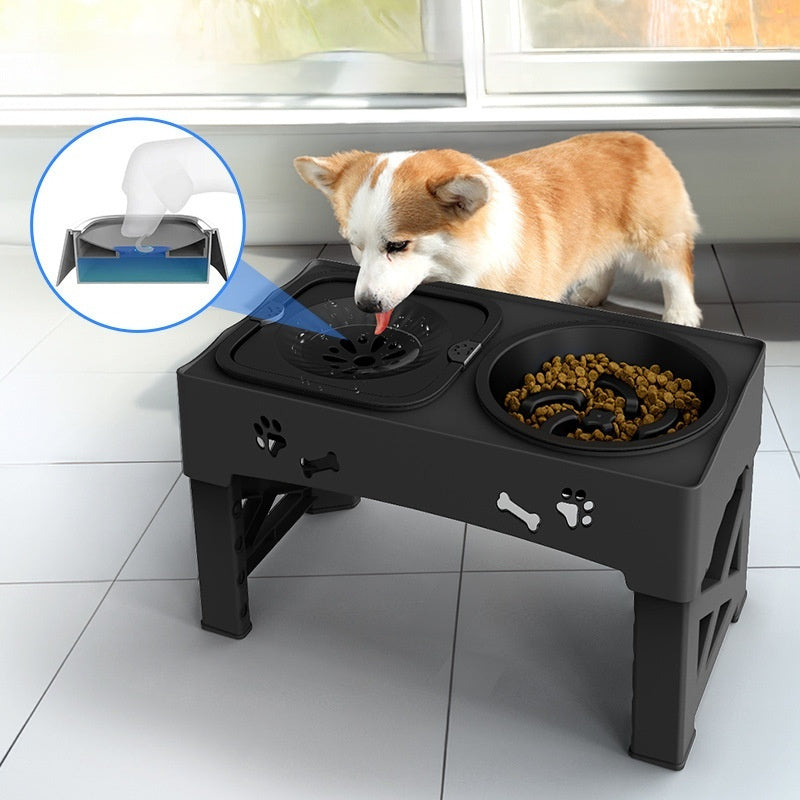 Stainless Steel Double Pet Feeder Bowl With Elevated Integrated Stand