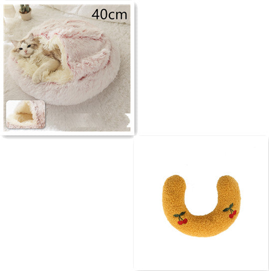 2-In-1 Round Plush Pet Bed Warm Soft Comfortable House