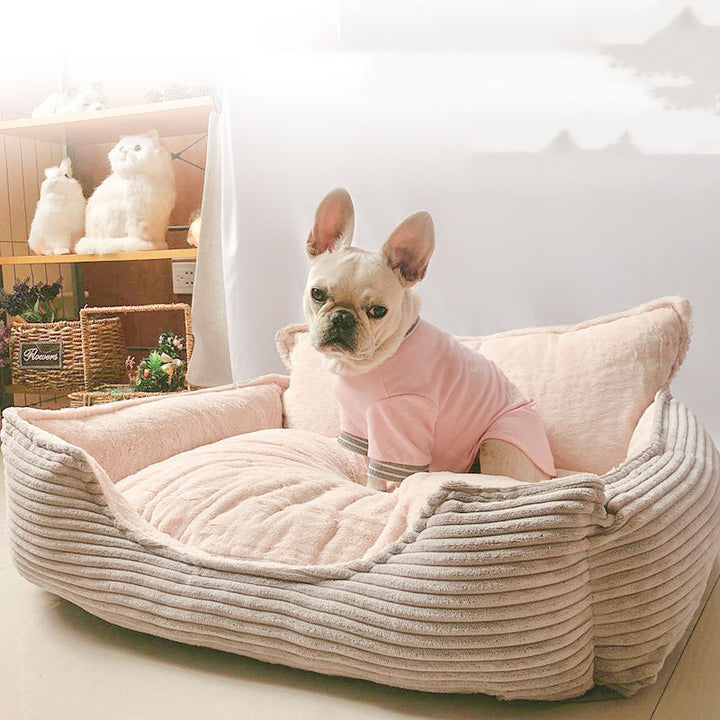 Removable Washable Plush Pet Bed Warm Comfortable Cozy Kennel