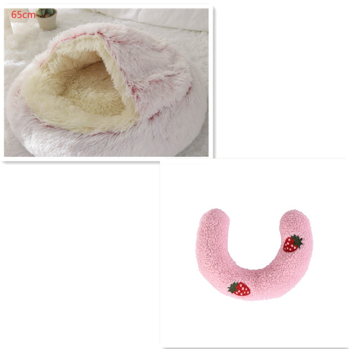 2-In-1 Round Plush Pet Bed Warm Soft Comfortable House