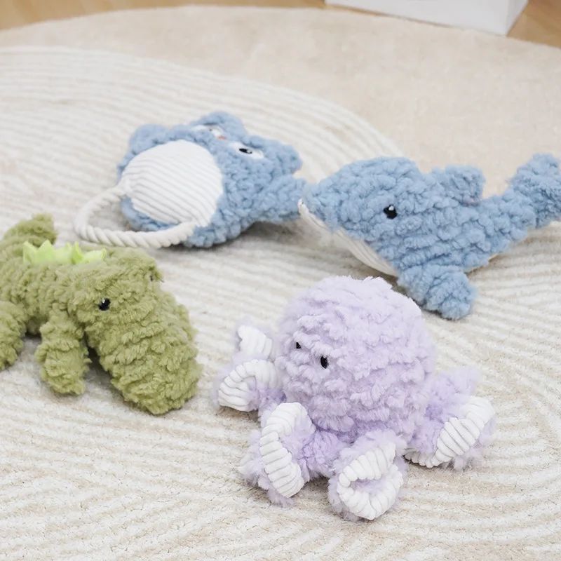 Plush Pet Toy Bite Resistant Squeaky Corduroy Training Accessory