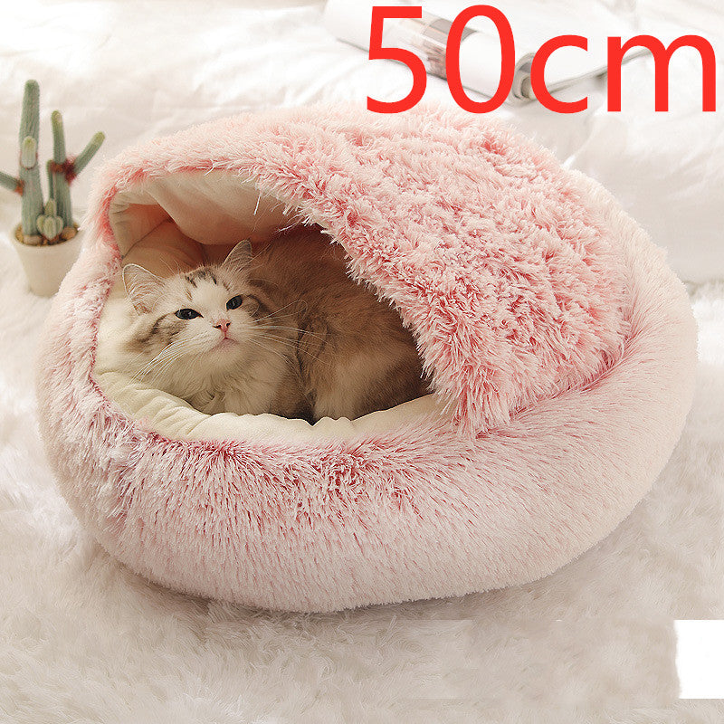 2-In-1 Round Plush Pet Bed Warm Soft Comfortable House