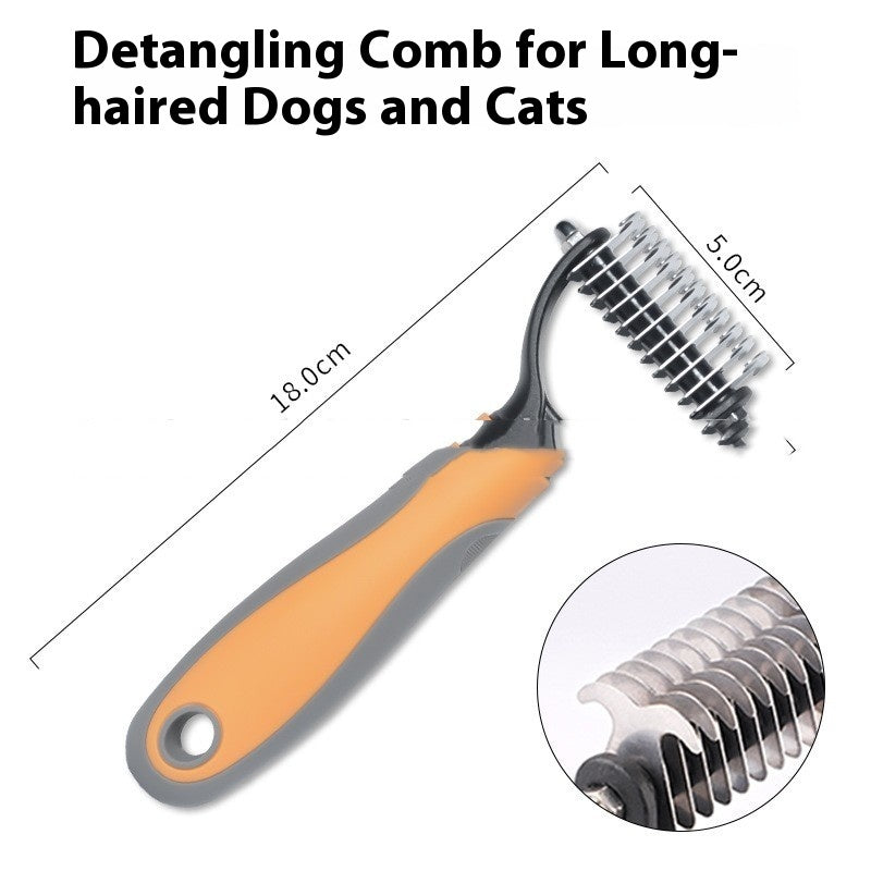 Double-Sided Pet Fur Knot Cutter Grooming and Shedding Brush
