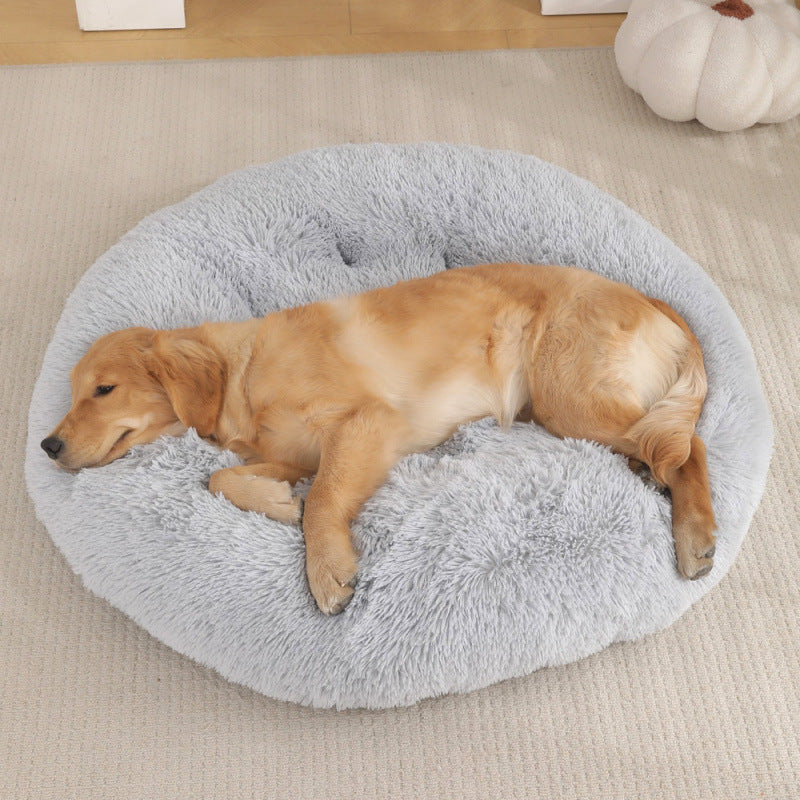 Round Plush Pet Bed Warm Comfortable Sleep Mat
