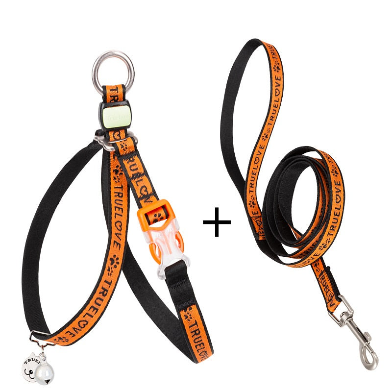 Pet Harness Vest With Bell Chest Strap And Leash