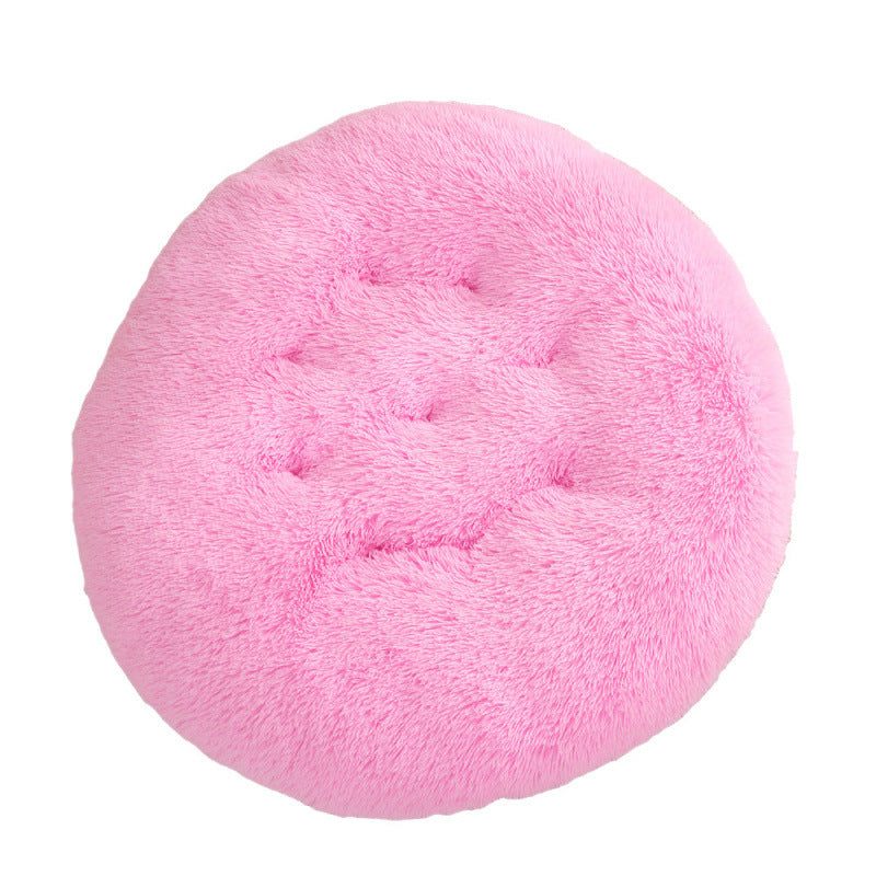 Round Plush Pet Bed Warm Comfortable Sleep Mat