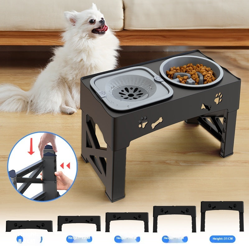 Stainless Steel Double Pet Feeder Bowl With Elevated Integrated Stand