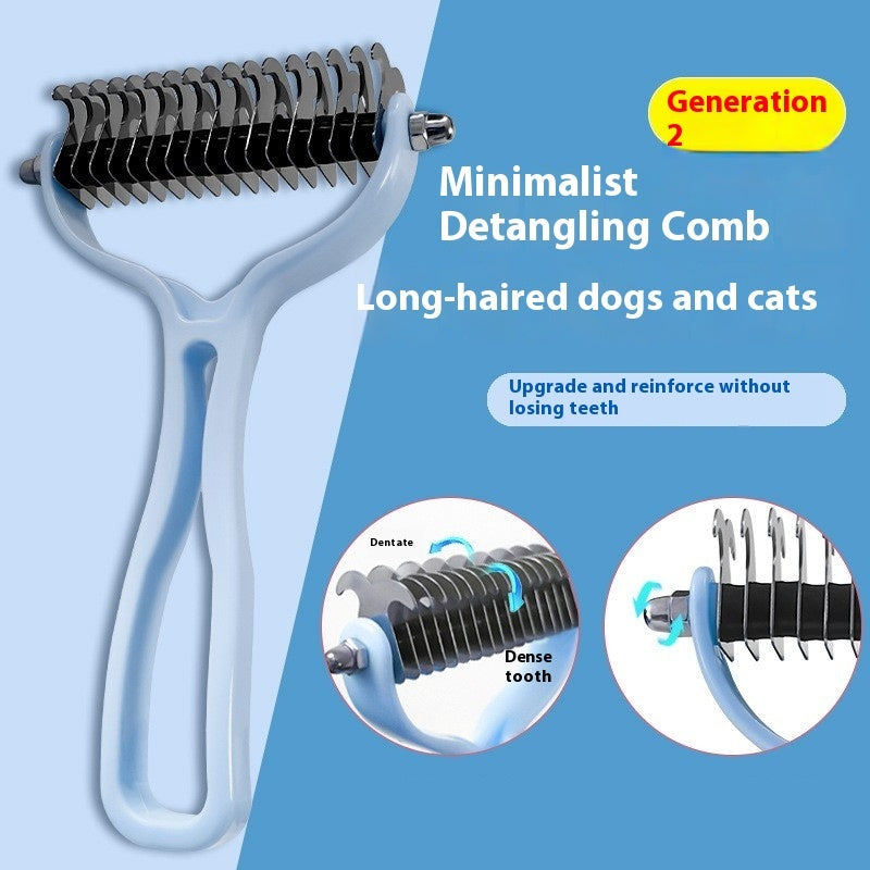 Double-Sided Pet Fur Knot Cutter Grooming and Shedding Brush
