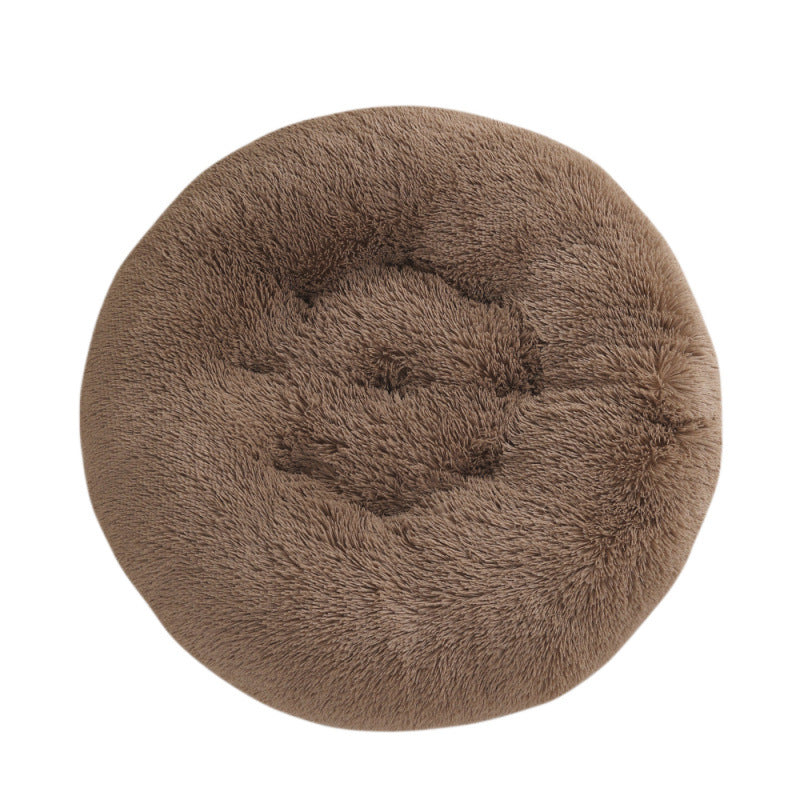 Round Plush Pet Bed Warm Comfortable Sleep Mat