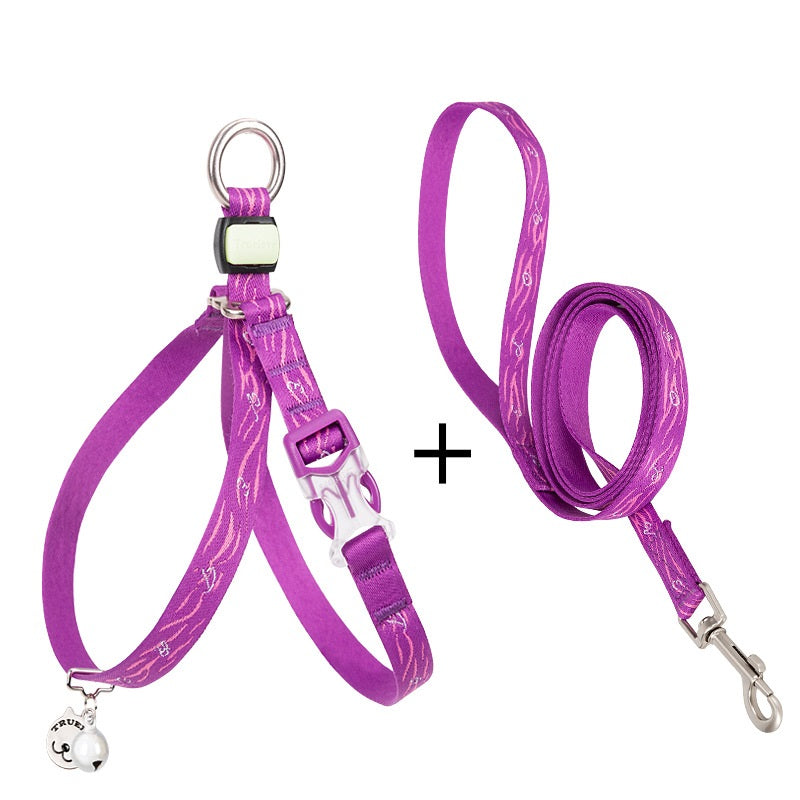 Pet Harness Vest With Bell Chest Strap And Leash