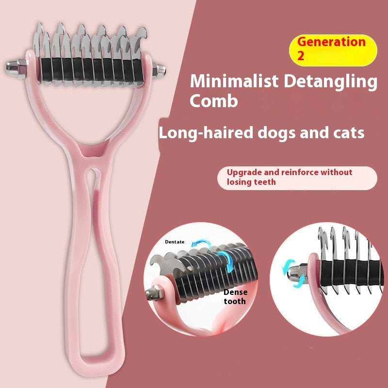 Double-Sided Pet Fur Knot Cutter Grooming and Shedding Brush
