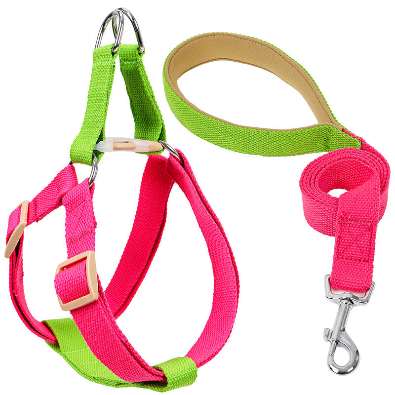 Colorful Pet Drawstring Leash Vest Style Harness Set